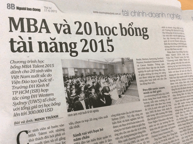 MBA VÀ 20 HỌC BỔNG TÀI NĂNG 2015