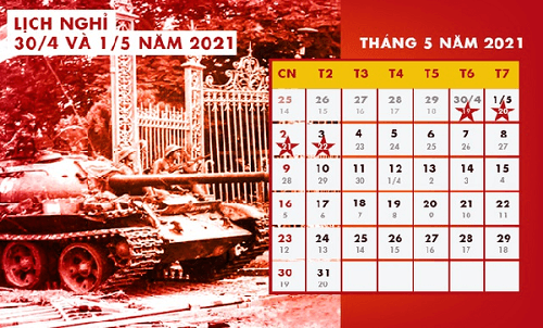 Lịch nghỉ Giỗ Tổ Hùng Vương, Ngày Chiến thắng 30/4 và Quốc tế Lao động 1/5
